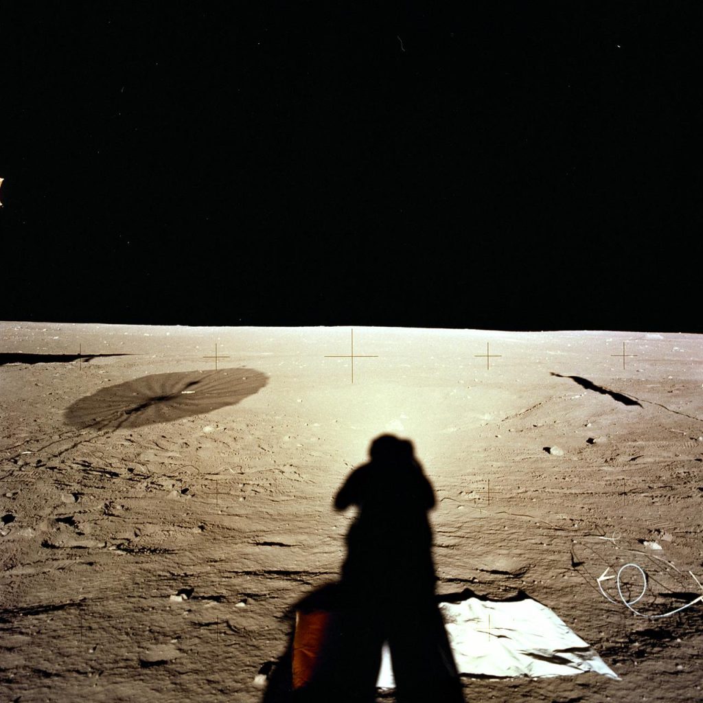 Shadow of an astronaut on the moon